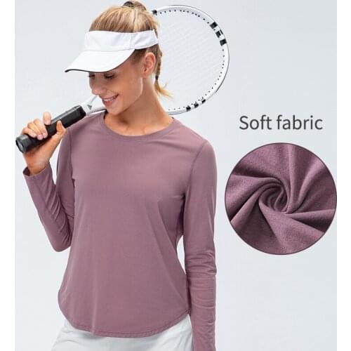 Womens Sport Shirt Running Fitness Yoga Top Workout Gym Clothing Long Sleeve Loose Sports Top Training Yoga Elastic Blouse