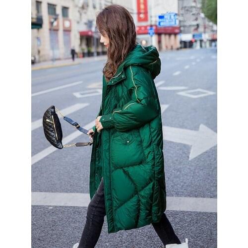 Womens large size, winter white coat with Hood, warm down jacket, korean Long Park 95814 yy1215