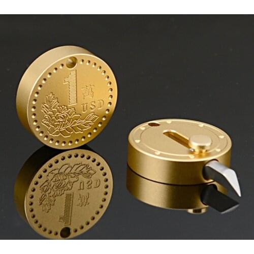 1 Pc Retractable Cutter Cutting Tool Outdoor Mini Coin Knife EDC Portable Small Pendant Tool Capsule Knife Steel Key Chain Tool