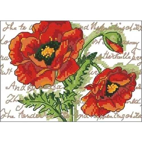 100% cotton threads Red poppy patterns Counted Cross Stitch 11CT 14CT DIY Cross Stitch Kit Embroidery Needlework Sets home decor