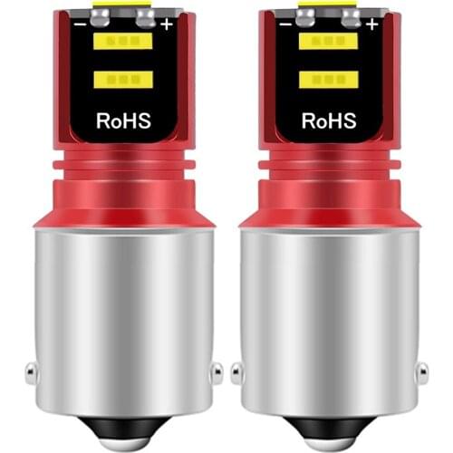 2PCS New 1156 P21W 7506 BA15S R5W R10W Super Bright CSP LED Car Tail Brake Lights Turn Signal Bulbs Auto Backup Reverse Lamp 12V