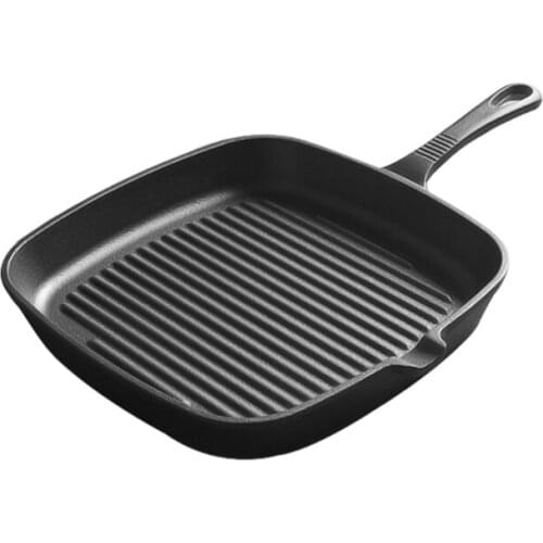 23CM Professional Steak Grill Striped Cast Iron Frying Pans Non-Stick Cooking Pot BBQ Roasting Plate Kitchen Cookware Induction