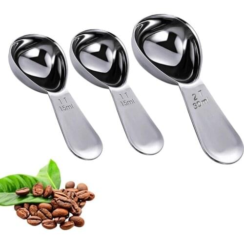 3 Pack Stainless Steel Coffee Scoop Set (15Ml and 30Ml) Exact Measuring Spoons for Coffee Bean, Tea, Sugar, Flour