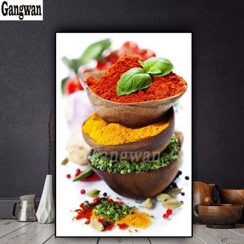 5d Diamond Embroidery Grains Spices Peppers Kitchen Wall Art Food Picture full Diamond Painting 5D DIY Cross Stitch Rhinestone