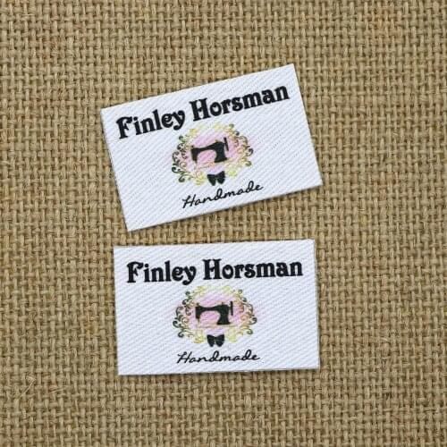 60pieces Custom Iron Labels, Logo or Text, Custom Design, iron on, Organic Cotton Fabric Name Label,Sewing machine (YT191)