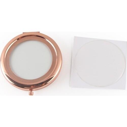 70 mm Blank Fashion Compact Cosmetic Mirror Rose Gold Color Mirror+ 58 mm Epoxy Sticker