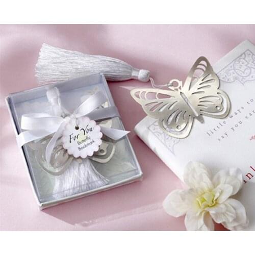80pcs/lot butterfly bookmark for wedding decoration wedding baptism favors and gift for wedding party baby show Free shipping