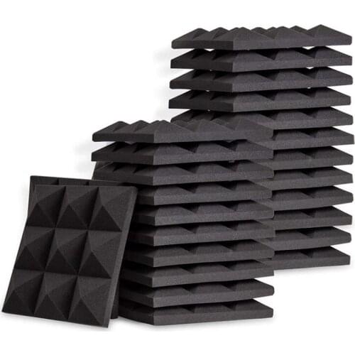 24 Pcs Acoustic Foam Panel-Pyramid Studio Wedge Tile-for Independent Treatment of Walls and Ceilings,5X 30X 30cm