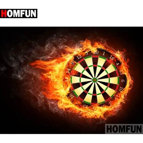 HOMFUN Full Square/Round Drill 5D DIY Diamond Painting "Fire dart board" 3D Diamond Embroidery Cross Stitch Home Decor A19451