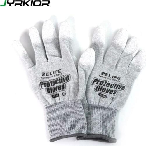 Carbon Anti Static Gloves PU Insulation Coating Finger Protective Electronic Working Gloves for Phone Refurbishment Repair