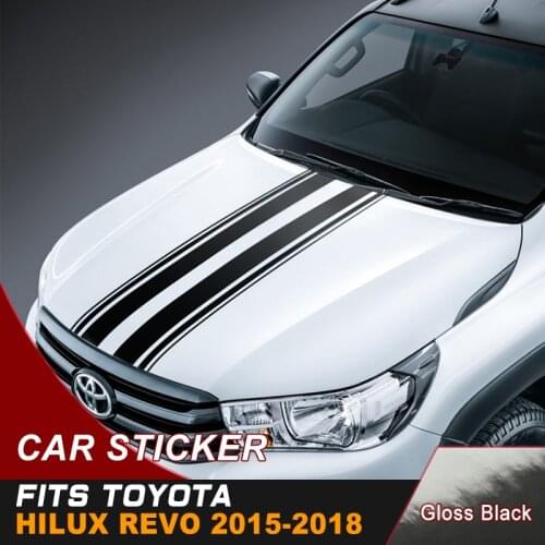 Car decals cool hood off road racing stripe styling graphic vinyl car sticker for toyota hilux revo 2015 2016 2017 2018 2019