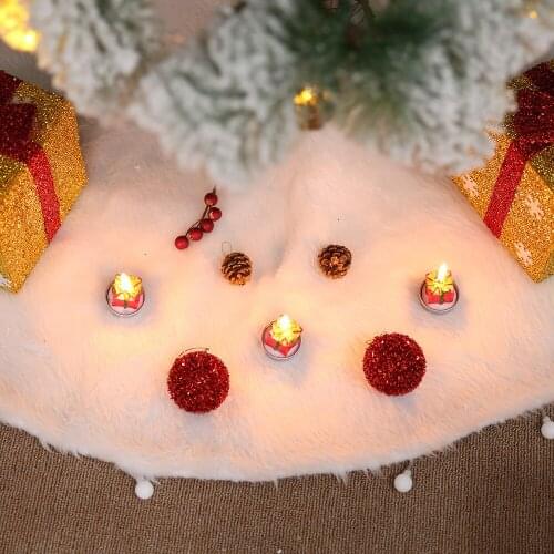 White Christmas Tree Skirt Plush Faux Fur Xmas Tree Carpet Merry Christmas Tree Decorations Ornament New Year Navidad Home Decor