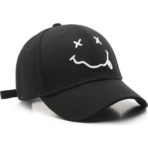 Womens Snapback New Fashion Smile Face Embroidered Sun Visors Hat for Boys Girls Casual Men Cotton Baseball Caps male female