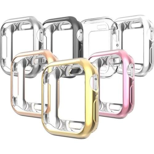 For iWatch 6 5 4 40mm 44mm 42mm 38mm Half Pack Plating Watch Cover Hight Quality Soft TPU Anti-scratch Protective Case