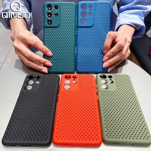 Breathable Mesh Case For Samsung Galaxy S21 Ultra S20 Plus A51 A71 A50 A70 A41 A21S A20S A10S A 50 Shockproof Soft Cooling Cover