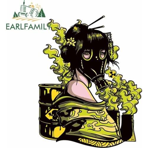 EARLFAMILY 13cm x 10.1cm for Toxic Geisha Vinyl Car Stickers Fine Creative Suitcase Decoration Scratch-proof Window Vinyl Decal