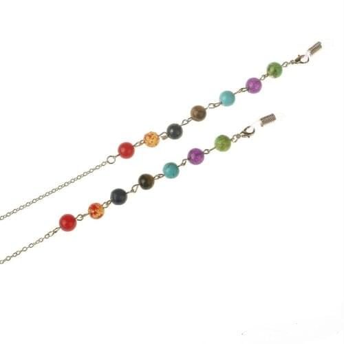 Energy Seven Chakra Buddha Beads Eyeglass Chain Colorful Natural Stone Eyewear Cord Holder Neck Strap