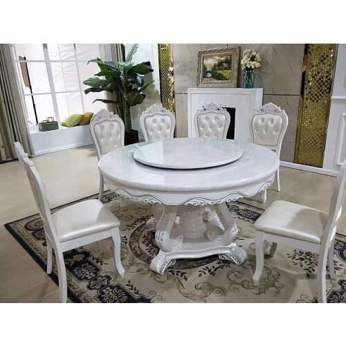 Antique Style Italian Dining Table, 100% Solid Wood round dining table Set marble modern DS661