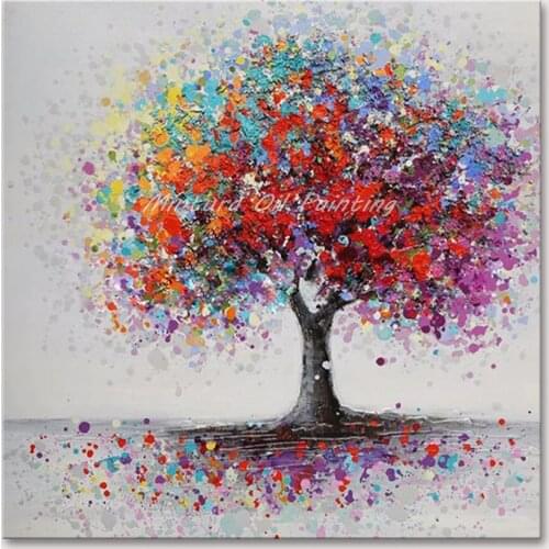 Mintura Oil Painting on Canvas Hand Made Art Hand Painted Acrylic Canva Colorful Tree Wall Art Home Decor Office Decor No Framed