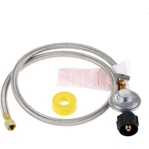 Propane Grill Shut-Off Control Regulator Valve with 4FT Braided Flexible Hose, QCC1 Type 4FT Low Pressure Valve & Shut-Off Valve