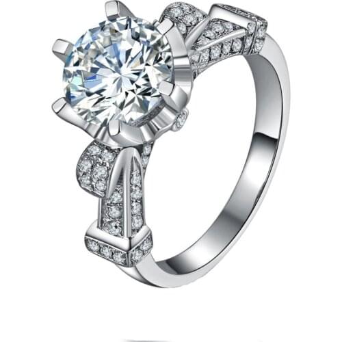 Super Luxury Ring Fine Jewelry Test Real 2CT Ring Brand Moissanite Engagement Diamond Ring Women Genuine White Gold Jewelry 18K