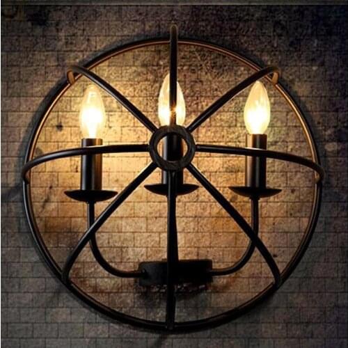 Nordic retro industrial style creative wall lamps semi-circular iron art cafe bar restaurant clothing store lamps