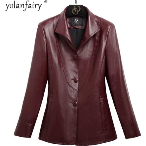 YOLANFAIRY Real Leather Jacket Women Plus Size Natural Sheepskin Coat Female High Quality Coats and Jackets Women Kurtka Damska
