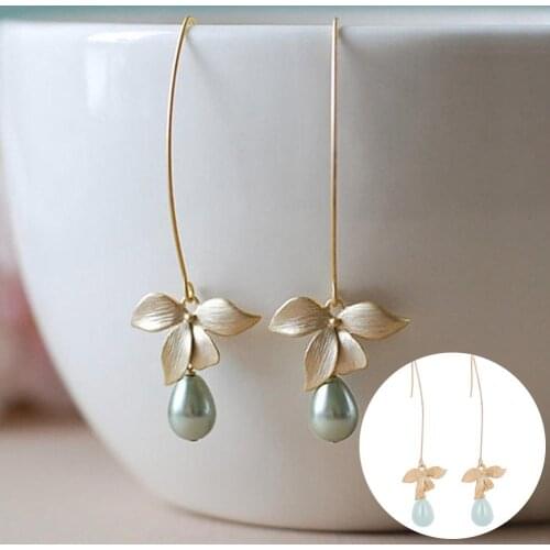 HOT SALES！！！New Arrival Fashion Alloy Leaf Faux Pearl Dangle Hook Earrings Women Charming Jewelry Gift