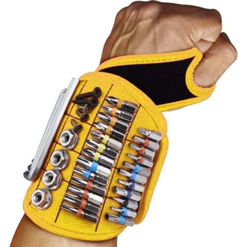 Magnetic Wristband Portable Tool Bag For Screw Nail Nut Bolt Drill Bit Repair Kit Organizer Built-in 16 Magnets Storage Tool