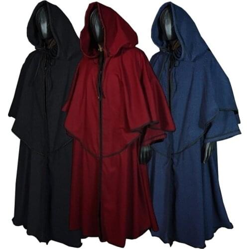 Medieval Renaissance Warrior King Guard Maxi Cloak Lord Retro Gothic Knight Stage Costume Cosplay Priest Trench Cape For Men