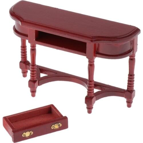 1:12 Dollhouse Half-round Table Model Miniature Wooden Furniture Desk