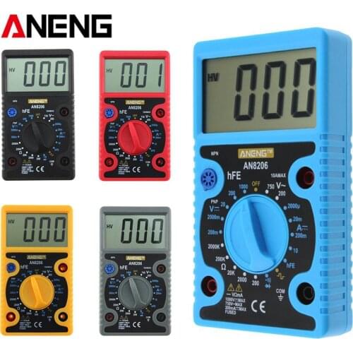 ANENG AN8206 Mini Digital Multimeter LCD Large Screen Display Wave Output Ampere Voltage Ohm Tester Overload Protection