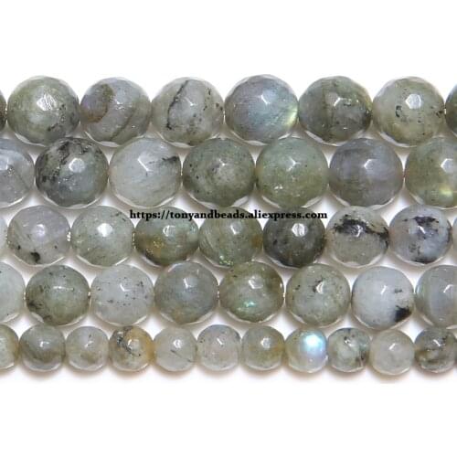 Natural Stone AA Grade Faceted Blue Labradorite Round Loose Beads 15" Strand 6 8 10 12MM Pick Size For Jewelry