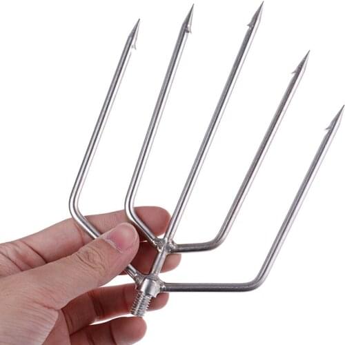 NEW 1Pcs Fishing Tools Stainless Steel Barbed 7/5 Prong Harpoon Fish Fork Fishing Ice Breaker Hook Accessory Tackle 5 Sizes