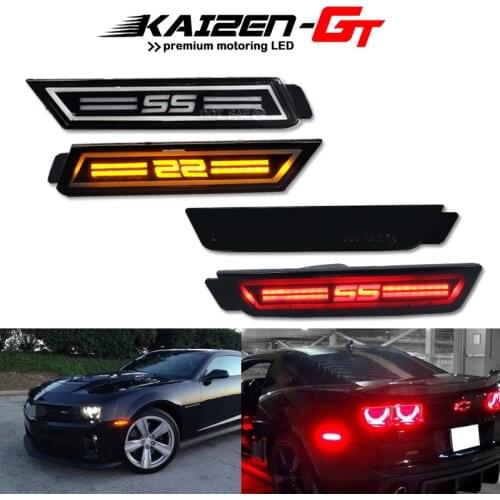 Front Amber &Rear Red SS logo LED Bumper Reflector Side Marker Lights For 2010-2015 Chevrolet Camaro Turn Signal Sidemarker Lamp