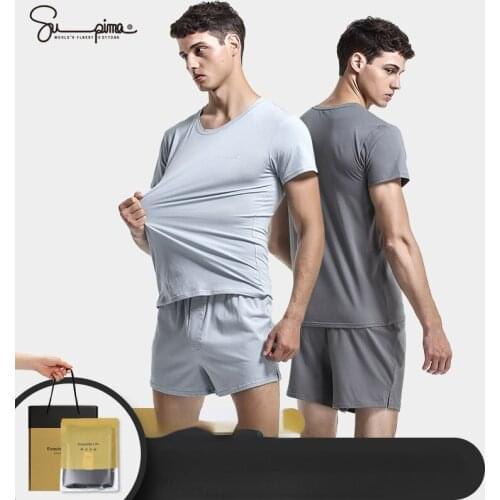 Xiaomi youpin Mens spring and summer 60 horses cotton short-sleeved shorts pajamas casual home service suit sleepwear set