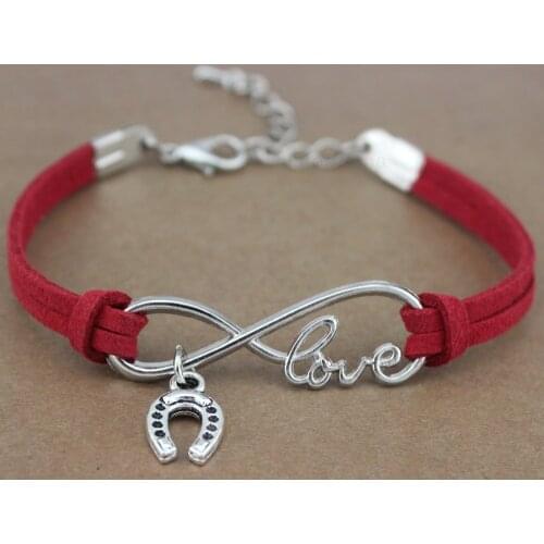 Horseshoe Horse Mustang Animal Heart Infinity Love Charm Bracelets Women Men Girl Boy Unisex Jewelry Gift Many Styles to Choose