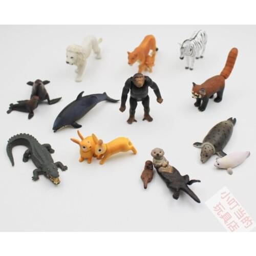 PVC figure Simulation animal joints movable image realistic lion crocodile zebra rabbit dolphins seal raccoon 16pcs/set