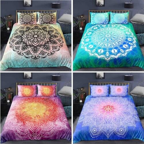 Bohemian Bed Sets 3D Mandala Bedding Set Luxury Queen King Size Comforter Duvet Cover and Pillowcase Soft Bedclothe