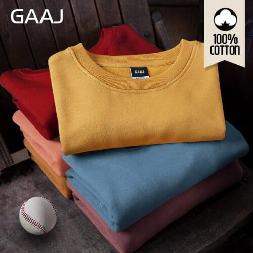 GAAJ 100 Cotton Crewneck Pullover Men Sweatshirt Women Homme Brand Clothing Sweatshirt Casual Tracksuit New Sweatshirts Pink Red