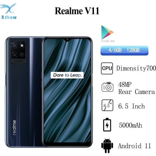 Realme V11 4GB / 6GB RAM 128GB ROM 5G Smartphone 6.5"HD+ Dimensity 700 Octa Core 5000mAh 18W Fast Charger Mobile phone