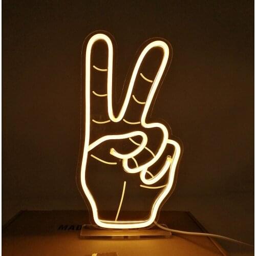 Led Victory Hand Light Holiday Christmas Party Decoration Room Night Light Home Wall Bar Christmas Interior Decoration, Gifts