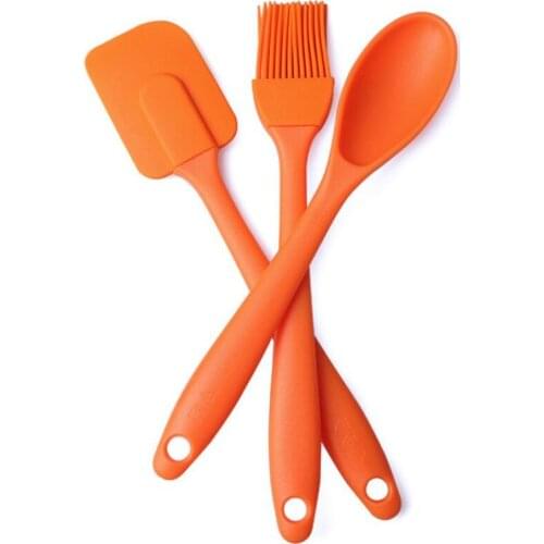 3Pcs/set Heat Resistant Silicone Cooking Tools Baking Pastry Tools Spatula Spoon Turner BBQ Oil Brush Cake Scraper Buttter Mixer