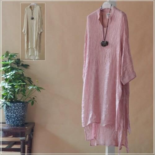 2018 Original Design Womens Loose Simple long-sleeved Dress loose Long Gown Comfortable