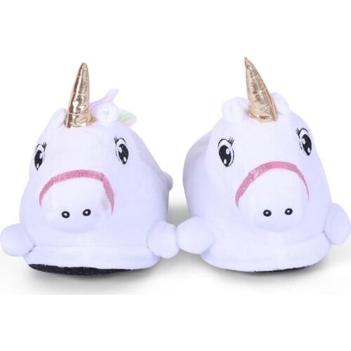 2021 Winter Children White Color Unicorn Warm Slipper Kids Homewear Indoor Shoes Baby Slippers Girls Shoes Funny Cosplay Slipper