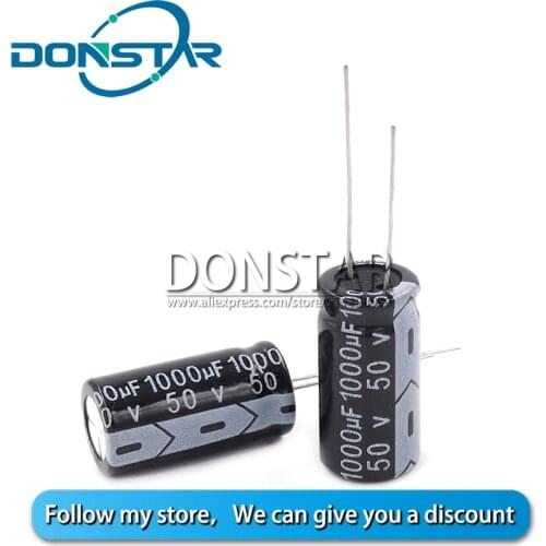 10PCS 50V 1000UF Electrolytic Capacitor 1000UF 50V 13*25MM Aluminium Electrolytic Capacitor