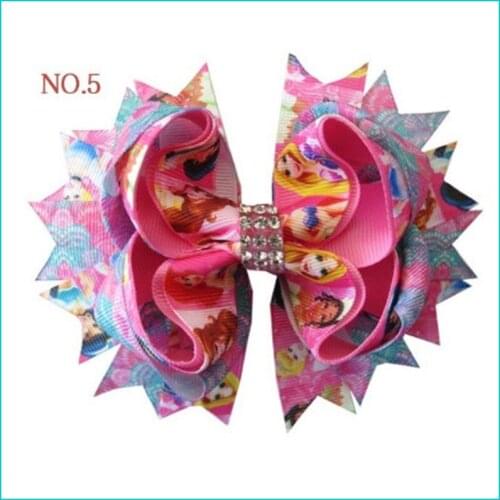 200 BLESSING Good Girl 4.5" Princess Hair Bow Clip Mermaid Scale Rhinestone