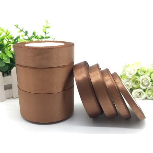 25 yds 6 10 15 20 25 38 50mm Brown Silk Ribbon Satin Ribbon For Wedding Party Decoration Invitation Card Gift Wrapping Supplies