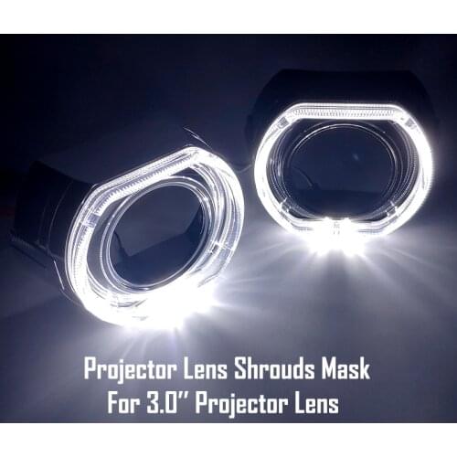 3.0 Headlight Lenses LED Running Lights Square Sport Angel Eyes Bi xenon Lens HID Projectors Silver Black Shrouds Car Styling