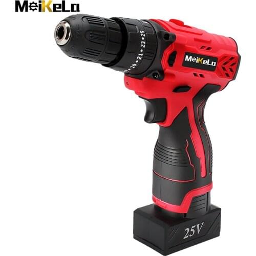 MeiKeLa 12V/16.8V/25V Cordless Drill Double Speed Lithium Battery Household Rechargeable Electric Screwdriver Power Tools